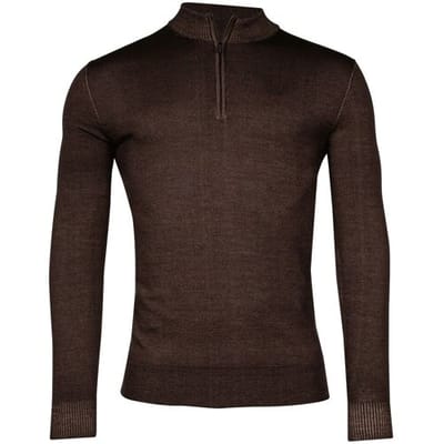 Thomas Maine Trui Half Zip Single Knit Dye Wash Donker Bruin / male