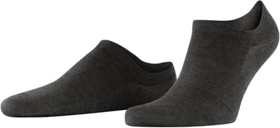 FALKE ClimaWool onzichtbar eenkleurig wol lyocell footies heren grijs - maat 39-40