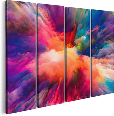 Artaza Canvas Schilderij Vierluik Abstracte Kunst van Kleuren Verf - 160x120 - Groot - Foto Op Canvas - Canvas Print