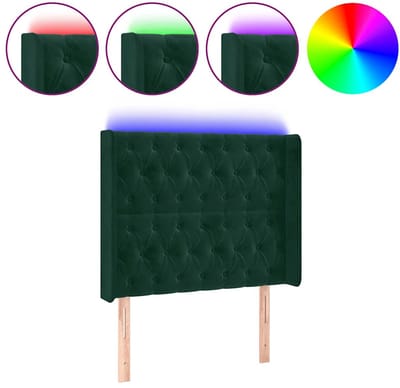 vidaXL - Hoofdbord - LED - 93x16x118/128 - cm - fluweel - donkergroen