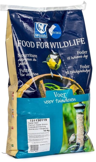 CJ Wildlife 10kg Premium Voedersilomix - Vogelvoer voor Buitenvogels & Tuinvogels - Tuinvogelvoer voor Voedersilo - Rijk aan Eiwitten & Vrij van Zout - Strooivoer