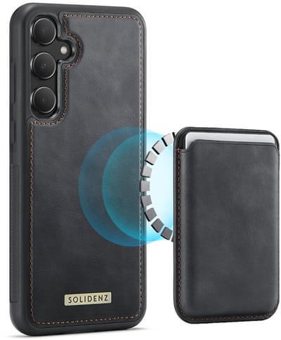 Solidenz Backcover + Wallet - geschikt voor Samsung Galaxy A55 Hoesje - Magnetische Pasjeshouder - Schokbestendig - Zwart