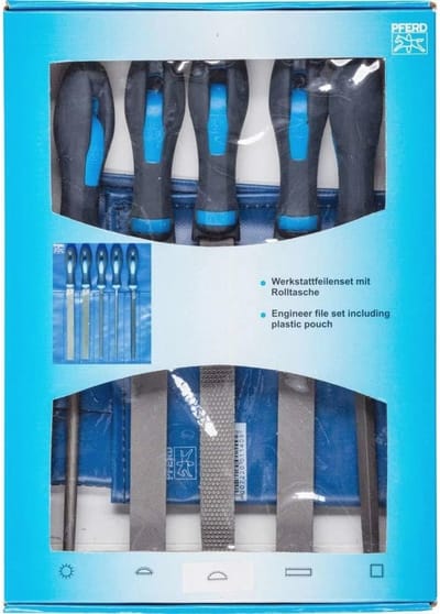 Werkplaatsvijlset 5-delig in PVC roltas - 200 mm vijlen voor diverse toepassingen