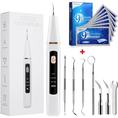 Ultrasone Tandenreiniger + 5D Tandenbleekstrip Tandenreinigerset Tandsteen Plaque Scaler Tandsteenvlekken Tandsteenverwijderaar