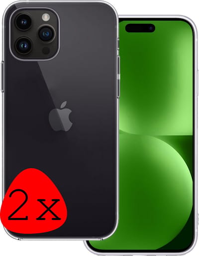 Hoesje 2 Stuks - Geschikt voor Apple iPhone 15 Pro - Sterk & Shockproof - Case Siliconen - Back Cover - Telefoon Hoes - Transparant