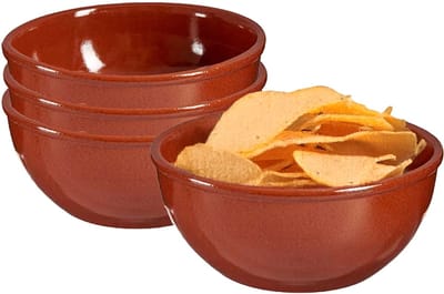 La Dehesa Soepkommen / serveer schaaltje - 4x - terracotta - D18 x 7 cm - aardewerk - Spaanse sfeer - 1000 ml