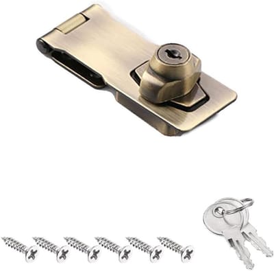 Zinc legering deur slot hasp van 10.5 cm, rechte hoek padlock en staple deur bolt, veilige draaiknop sleutel vergrendelingssluiting voor kasten en poorten
