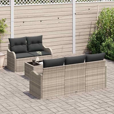 vidaXL Tuinbank Set met kussen 6 pcs Lichtgrijs en Donkergrijs