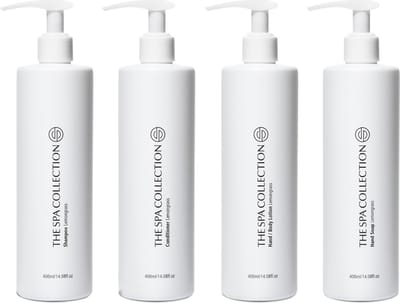 The Spa Collection Lemongrass - Shampoo + Conditioner + Body Lotion + Handzeep - Milde formulering - 400 ml pompfles - Set van 4 stuks