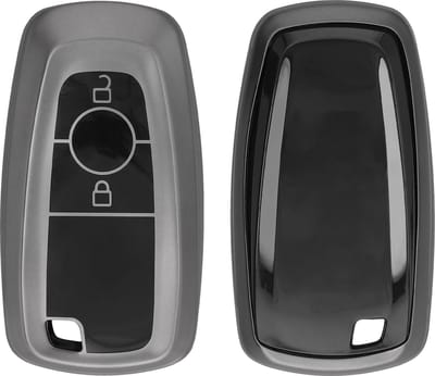 kwmobile autosleutel hoesje geschikt voor Ford 2-knops autosleutel Keyless Go hoes - TPU autosleutel behuizing - Beschermende auto sleutel case - Sleuteletui in mat zwart / zwart
