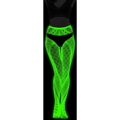 Collants résille verts lumineux à motif géométrique diamanté, taille unique pour femme, longueur maximale 172 cm, 75 kg One Size