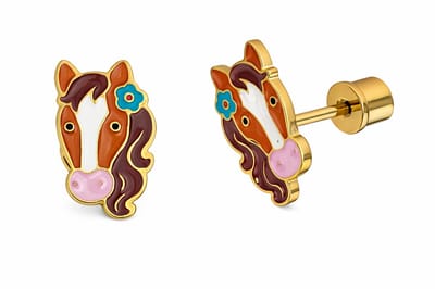 La Rosa Princesa Paard Oorbellen Verguld Meisje – Goudkleurig 316L Staal Schroefsluiting