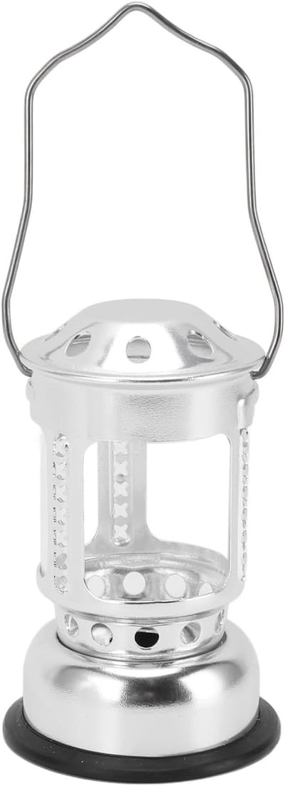 Camping Lantaarn - Kaarsen Lamp - Buiten Verlichting - Winddicht Ontwerp - 11 x 7 x 7 cm - Zilver