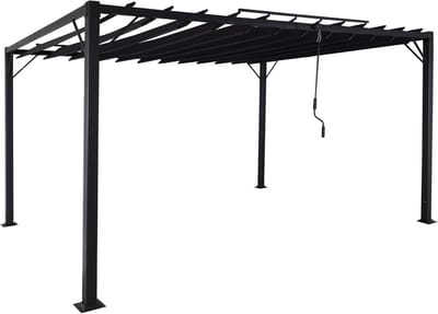 Pergola MCW-L40, tuinrooster paviljoen terrasoverkapping, 8cm aluminium frame doek/textiel, 3x4m antraciet