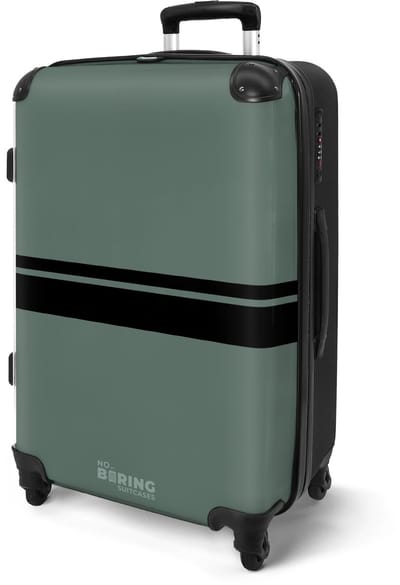 NoBoringSuitcases.com® - Koffer groot - Rolkoffer lichtgewicht - Groen met dubbele horizontale streep - Reiskoffer met 4 wielen - Reis trolley - Grote valies XL - Bagagekoffer op wieltjes - 20 kg bagage - Ruimbagage middelgroot