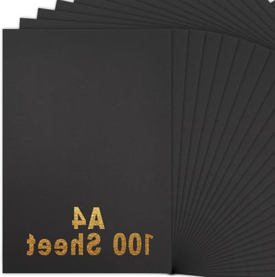 Zwarte A4 Kaart, Dikke Kunstpapier 230g/m², Perfect voor Knutselen, Fotoprojecten en Kantoorbenodigdheden, 21 x 29,7 cm (100 stuks)