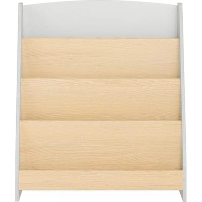 SoBuy Kinderboekenkast met 4 Vakken, Grijs-Natuur, Houten Opbergrek voor kinderen, Boekenrek, 61x71x30 cm, KMB106-HG