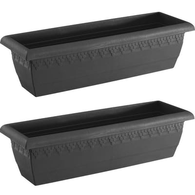4x stuks antraciet grijze rechthoekige plantenpotten/bloempotten Jardinera 60 x 20 cm kunststof - Voor binnen/buiten