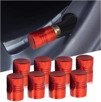 Set van 8 Aluminium Ventieldoppen met Seal - Bescherming voor Auto, Fiets en Vrachtwagen (Rood)