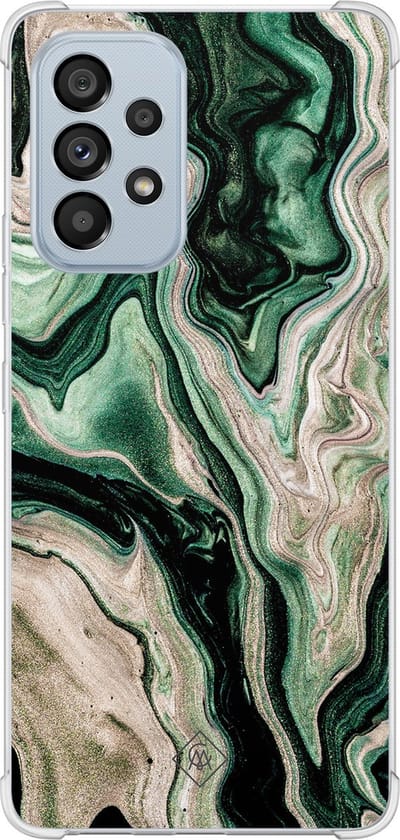 Casimoda® hoesje - Geschikt voor Samsung Galaxy A53 - Groen marmer / Marble - Shockproof case - Extra sterk - Siliconen/TPU - Groen, Transparant