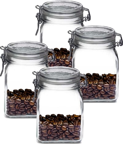 Bormioli Rocco Weckpot/inmaakpot - 4x - 1L - glas - met beugelsluiting - luchtdicht