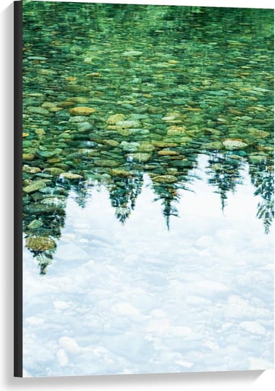 Canvas  - Weerspiegeling van Bomen in Water - 60x90cm Foto op Canvas Schilderij (Wanddecoratie op Canvas)
