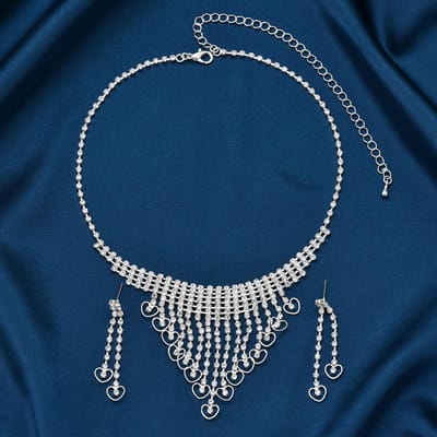 3-delige Dames Mode Liefde Kwastje Ketting Oorbellen Sieraden Set Geschikt voor Bruiloft, Feest, Festival Cadeaus-2911 black