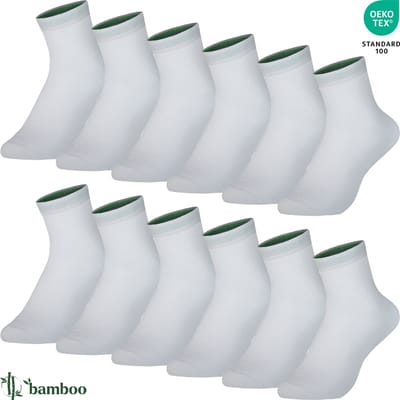 Bamboe Middelhoge Quarter Sokken Naadloos Anti-Zweet - 12 paar - Unisex - Wit - Wandelsokken - Sportsokken - Bamboe Sokken Maat 35-40 - B-1202