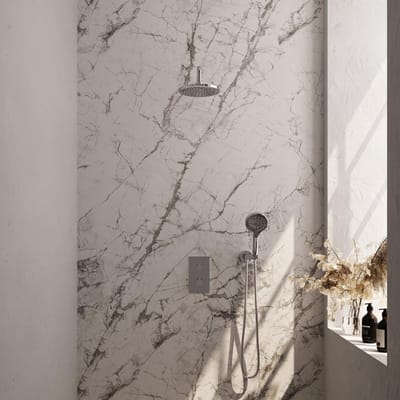 Brauer Chrome Edition Thermostatische Regendoucheset Inbouw - Hoofddouche 20 cm - Gebogen Wandarm - 3 Weg - Handdouche 3 Standen - Doucheslang - Wandaansluitbocht - Chroom