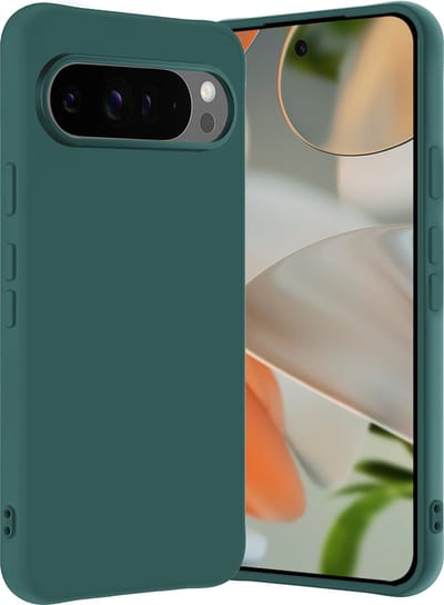 Hoes - Geschikt voor Google Pixel 9 Pro - Sterk & Shockproof - Hoesje Cover - Siliconen Case - Donkergroen