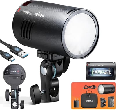 Flitslicht met 100Ws TTL en 2,4 GHz draadloos systeem, 1/8000 HSS, 490 flitsen en multi-functies