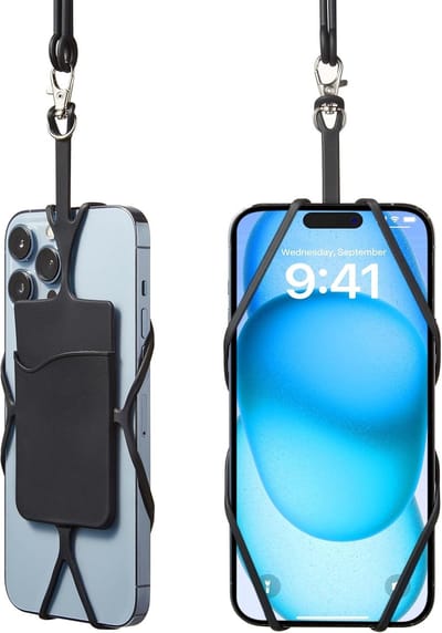 2 stuks telefoonkoord met telefoonring, siliconen telefoonketting universeel om om de nek te hangen, telefoonband, lus, telefoonsnoer voor iPhone, Samsung, Huawei en meer, 550x70MM