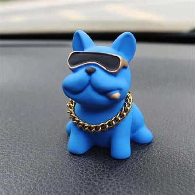 Ornements de Voiture Bouledogue Résistants à l'Usure Sensation Confortable Résine Décoration de Tableau de Bord de Voiture Accessoires de Voiture Décoration Intérieure bleu