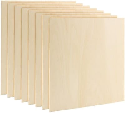 Set van 8 vierkante houtplaten 30x30x0.3cm, dunne multiplex platen voor knutselprojecten en DIY-modellen