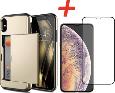 Geschikt voor Apple iPhone X / XS Backcover | Goud | Pasjeshouder