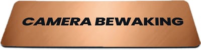 Deurbordje Brons/Koper-look met tekst camera bewaking - Formaat 150 x 50 mm x 1,6 mm - Zelfklevend | Luxe uitstraling | Geborstelde Koper/Brons toplaag | Gratis Verzending | Decoporta