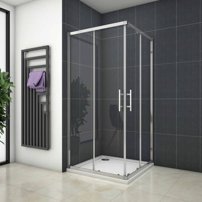 Rechthoekige hoekinstap douchecabine 110x100x195cm,dubbele schuifdeur,6mm nano veiligheidsglas easyclean