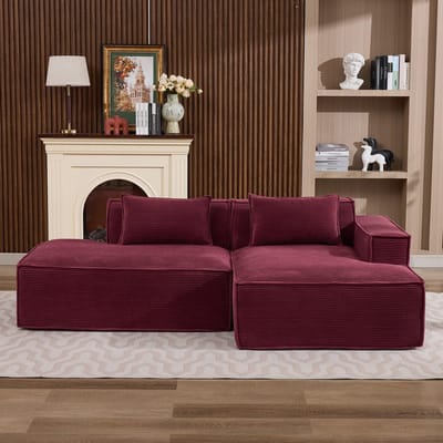 HAUSS SPOLE Zitbank - Compacte Stoffen Bank - Comfortabel Met Verende Zitting En Kussens - Voor Woonkamer En Kantoor - Rood