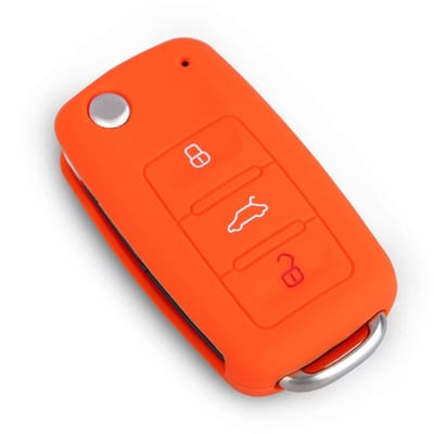 Allecto - Sleutelcover - Bescherming voor Autosleutel - Silicone - Oranje - Slijtvaste Huls - Perfecte Passvorm - Geschikt voor Volkswagen