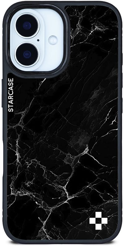 iPhone 16 hoesje - magsafe hoesje / Starcase Zwart Marmer / Marble Black / iPhone hoesje met Magsafe