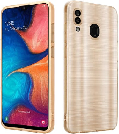 Cadorabo Hoesje geschikt voor Samsung Galaxy A20 / A30 / M10s in Brushed Goud - Beschermhoes Case Cover van flexibel TPU silicone in Brushed design