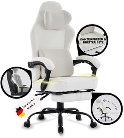 Ergonomische Gamingstoel met Voetensteun en Ademend Stof voor PC Gamers