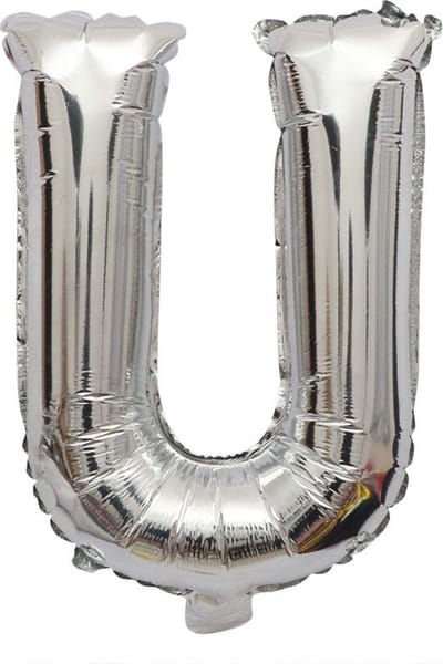 Folieballon / Letterballon Zilver - Letter U - 41cm