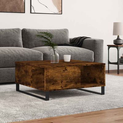 vidaXL - Salontafel - 80x80x36,5 - cm - bewerkt - hout - gerookt - eikenkleurig