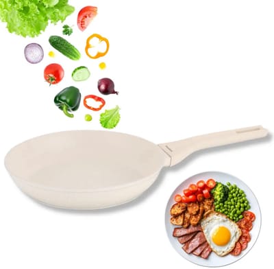 Klausberg KB-7989 Marmeren Koekenpan 24 cm – Crème, Anti-aanbak, Inductiegeschikt & Lichtgewicht