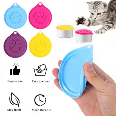 Set van 4 Herbruikbare Deksel voor Blikjes, Geschikt voor Huisdierenvoer, Katten- en Hondenvoer, Ideaal voor Bewaren en Vershouden van Voeding