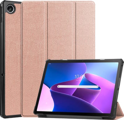 Hoesje - Geschikt voor Lenovo Tab M10 Plus (3e / 3rd Generatie) - Dun & Stevig - Hardcover Book Case - Trifold Bookcase Hoes - Hard Cover - Tablethoes - Rosé goud