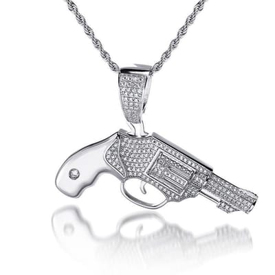 Juwelier Zwartevalk - Zilveren (gerhodineerd) revolver hanger - 24.082