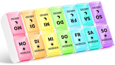 Dailygoods- Tablettenbox 7 Dagen - Afneembare Pillendoos - Medicijnbox - Wekelijkse Organizer - 14 Vakken - Verstelbaar Ontwerp