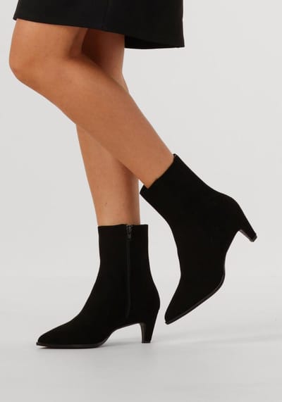 Notre-V 15225 Enkellaarsjes - Enkelboots met rits - Dames - Zwart - Maat 38